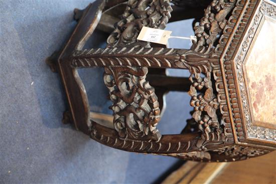 A late 19th century Chinese hardwood garden seat, 1ft 9in.